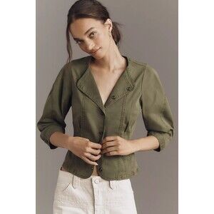Anthropologie Pilcro Utility Corset Buttondown Blouse Top Long Sleeve XL 282617